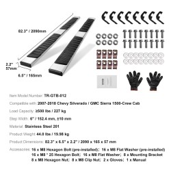 Astinlaudat 201-ruostumaton teräs 6 tuumaa 2 kpl sopii Silverado ja Sierra