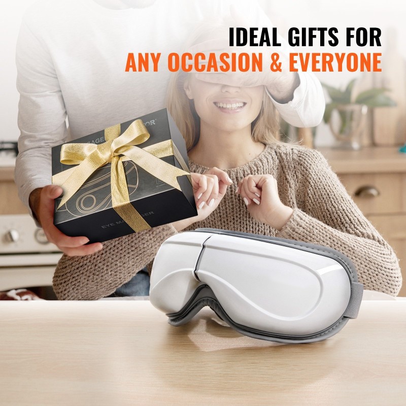 Lämmitettävä silmänaamio PU-nahkainen 5 hierontatilaa langaton musiikki 1500mAh akku 180 astetta taittuva