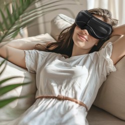 Lämmitettävä silmänaamio 5 hierontatilaa Bluetoothilla PU-nahkainen sisäosa musta taitettava 1500mAh