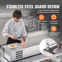 Pöytämallinen jäähdytetty kastikeasema ruostumaton teräs 1 kpl 1/3-astiaa 4 kpl 1/6-astioita