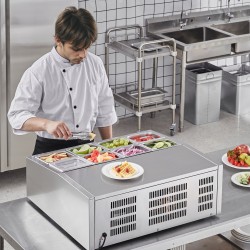 Jäähdytetty maustepiste työtasolle 8 kpl 1/6-astioita 304-ruostumatonta terästä PC-kansilla