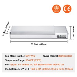 Pöytämallinen jäähdytetty kastike ja täyteasema 304-teräs 5x1/3 4x1/6 altaat