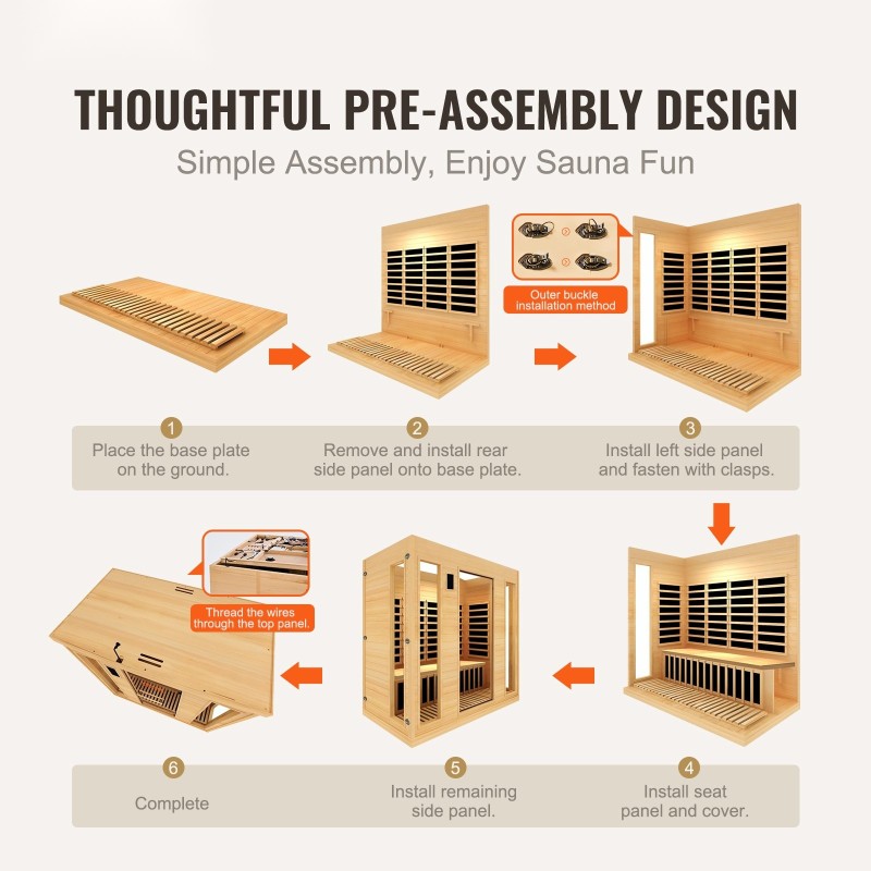 Kaukoinfrapunasauna hemlokkipuinen 3–4 hengelle 2580W karkaistu lasiovi langattomat kaiuttimet värivaloterapia