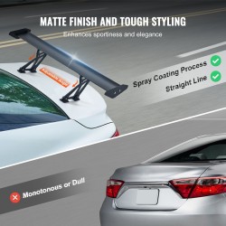 Takaspoileri GT-tyylinen yksitasoinen alumiiniseos 6063 110 cm mattamusta säädettävä