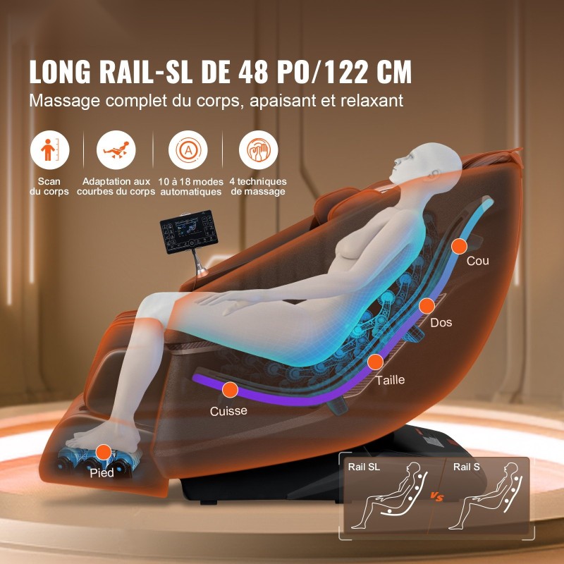 Hierontatuoli täysikokoinen polyuretaaniverhoiltu SL-rata kolmiulotteinen shiatsu kehon skannaus nollapainovoima lämmitys