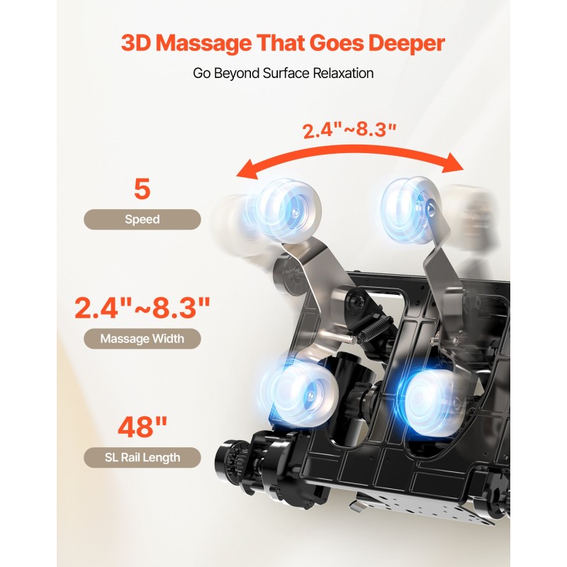 Täysvartalohierontatuoli kolmiulotteinen SL-kisko painottomuusasento 18 automaattista tilaa lämmitys 36 ilmatyynyä jalkarullat