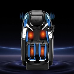 Koko kehon hierontatuoli kaksoisydin 4D ja 3D hierontamekanismilla laajennetulla SL-kiskolla sähköisellä jalkatuella