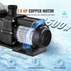 Allaspumppu yksinopeuksinen 2 hv 1491 W 435 l/min 15 m maanpäällisiin uima-altaihin