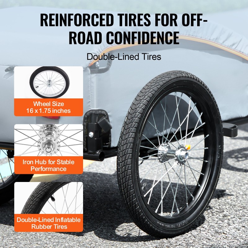 Polkupyörän tavaraperäkärry hiiliteräsrunko 45 kg kantavuus taittuva sopii 22–28 tuuman pyöriin