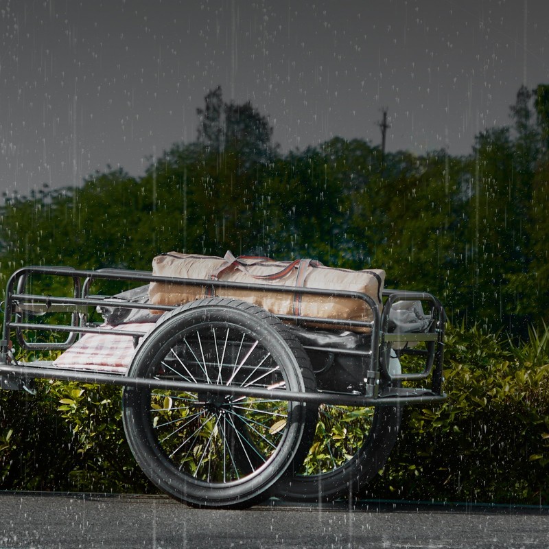 Pyörän tavaravaunu hiiliteräsrunko 125 kg kantavuus taitettava 20 tuuman pyörät yleiskiinnike pikalukitus