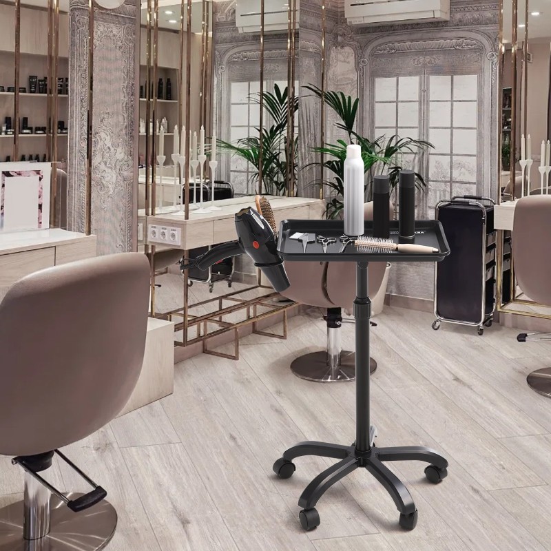 Rullaava salonkitarjovaunu kylmävalssattu teräs musta korkeussäädettävä 30–43 tuumaa 5 pyörää 2 lukittavaa