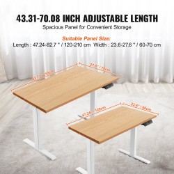 Sähkökäyttöinen kaksimoottorinen pöytärunko hiiliteräs 70–117 cm korkeus 110–178 cm pituus valkoinen