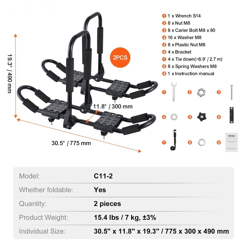 Kajakkiteline kattokaiteille seosterästä ja muovia 2 kpl taittuva kajakeille kanooteille SUP-laudoille