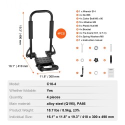 Kajakkiteline J-muotoinen seosteräs neljä telinettä kahdelle kajakille taittuva