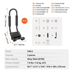 J-muotoinen kajakin kattoteline 2 kpl seosterästä pehmustettu yhdelle kajakille
