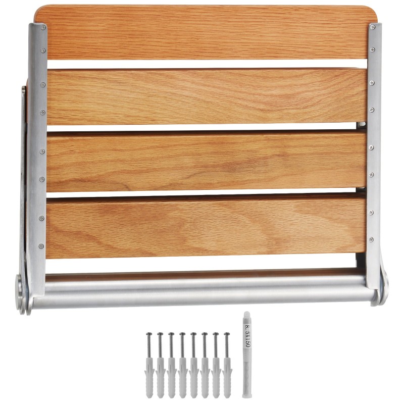 Seinään kiinnitettävä taittuva suihkuistuin täystammesta 40,9×34 cm 199,6 kg