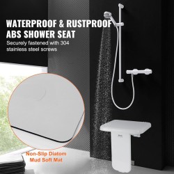 Suihkuistuin ABS-muovinen seinään kiinnitettävä taitettava 200 kg kantavuus