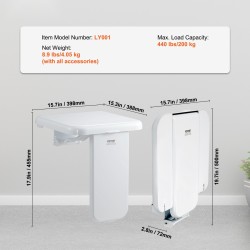 Suihkuistuin ABS-muovinen seinään kiinnitettävä taitettava 200 kg kantavuus