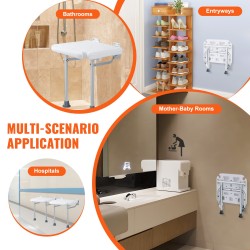 Taitettava seinään kiinnitettävä suihkuistuin PE-muovi 15,7 x 14,8 tuumaa 227 kg kantavuus