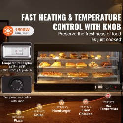 Lämpövitriini ruostumatonta terästä karkaistulla lasilla 180 l 3 tasoa höyrylämmitys