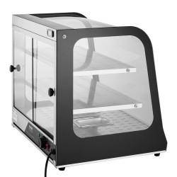 Kaupallinen lämpövitriini kaksitasoinen 111 l kapasiteetti höyrylämmitys karkaistu lasi lämpötila 30 85 celsiusastetta