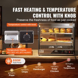 Kaupallinen lämpövitriini kaksitasoinen 111 l kapasiteetti höyrylämmitys karkaistu lasi lämpötila 30–85 celsiusastetta