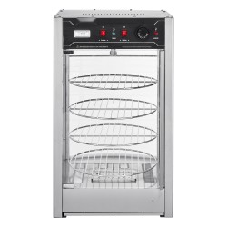 Lämpökaappi lasivitriinillä nelitasoinen 14 tuuman pizzoille lämpötilansäädöllä höyrylämmityksellä pyörivällä rakenteella