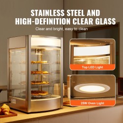 Lämpökaappi lasivitriinillä nelitasoinen 14 tuuman pizzoille lämpötilansäädöllä höyrylämmityksellä pyörivällä rakenteella