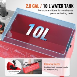 Hydraulinen manuaalinen painekoepumppu 10 litran vesisäiliöllä 25 barin maksimipaineella 1,4 metrin letkulla