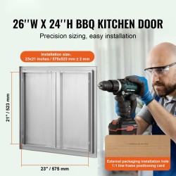 Kaksoisovi ruostumattomasta teräksestä 660x610 mm ulkokeittiöön upotetuilla kahvoilla