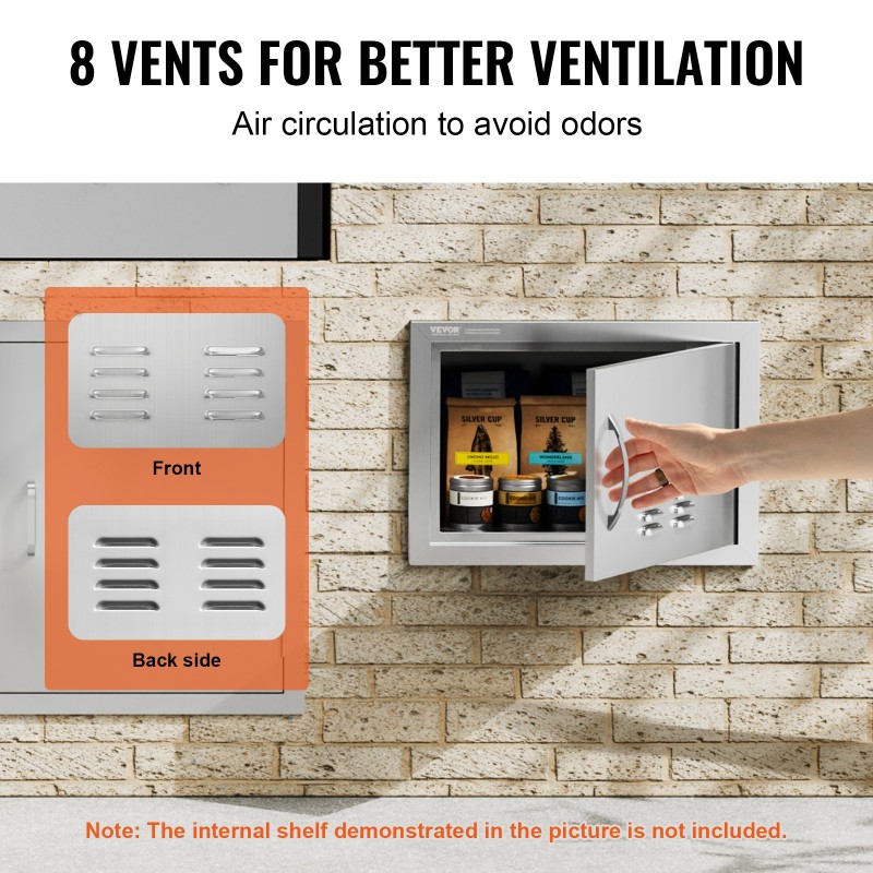 Ulkokeittiön ovi ruostumattomasta teräksestä 508x356 mm upotettava kahvalla