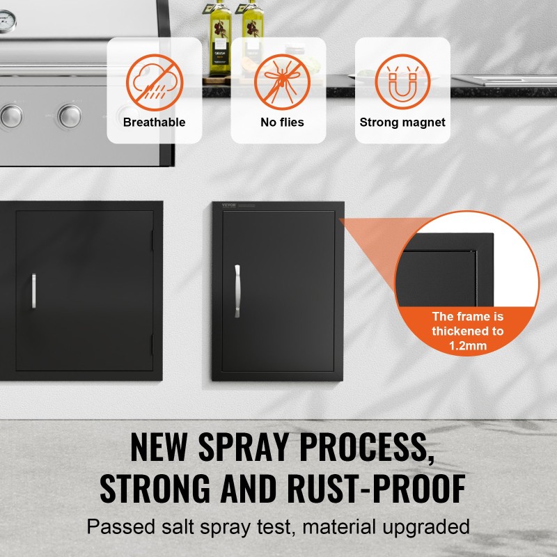 Huolto-ovi ulkokeittiöön kylmävalssattu teräslevy 415x570 mm mattamusta kahvalla