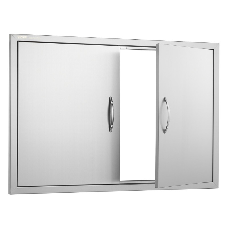 Ulkokeittiön kaksiosainen ruostumaton teräsluukku upotettava kahvalla 990x660 mm