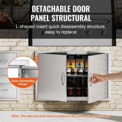 Ulkokeittiön kaapin kaksiosainen upotettava ovi ruostumaton teräs 889x610 mm