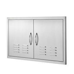 Seinään upotettava kaksiosainen ulkokeittiön kaapin ovi kahvalla ruostumattomasta teräksestä 914x534 mm