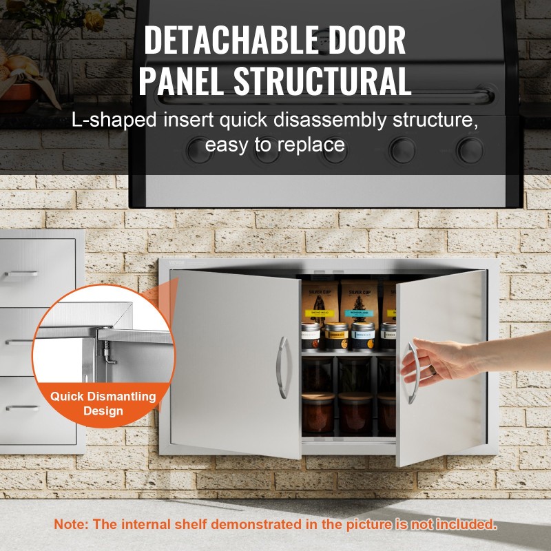 Ulkokeittiön kaksiosainen ruostumaton teräsovi 915x533x46 mm kahvoilla