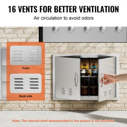 Ulkokeittiön ruostumaton teräs seinään upotettava ovi 762x533 mm kaksiosainen vetimillä