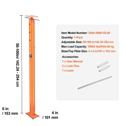 Lattiatunkki teräs teleskooppirakenteinen säädettävä 142–254 cm enimmäiskuorma 8164 kg