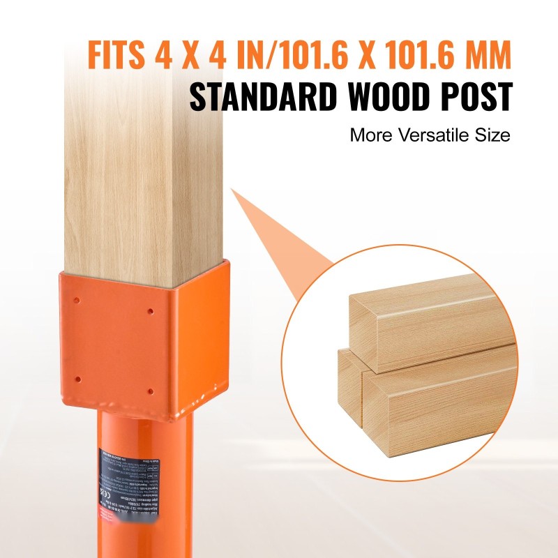Ruuvitunkkipilari Q235-teräs sopii 101,6×101,6 mm puutolpalle 33,5–47,5 cm