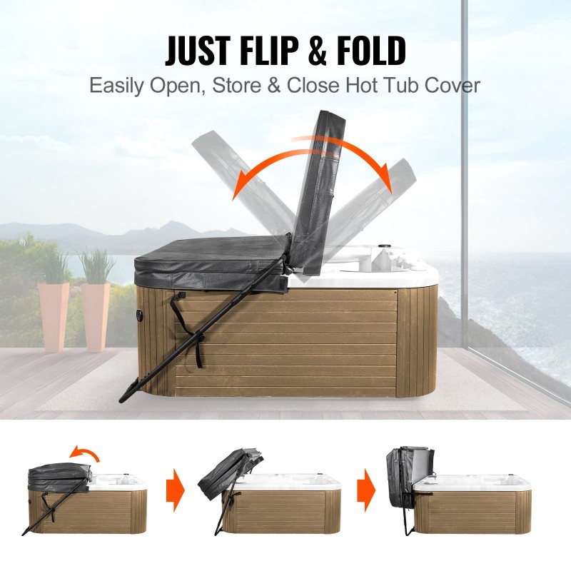 Kylpytynnyrin ja porealtaan alumiininen kannenostolaite säädettävä korkeus 31,5–41,3 tuumaa leveys 53–92,5 tuumaa