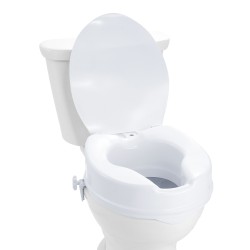 Korotettu wc-istuin 100 mm korotus PP-muovi 136 kg kantavuus yleismallinen sisältää wc-istuinkannen