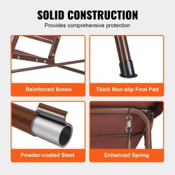 Puutarhakeinu seosteräsrunko kolmelle ruskea Teslin kangas säädettävä aurinkokatos