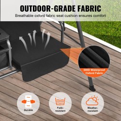 2-paikkainen ulkokeinu seosteräsrunko Oxford-kangasilla säädettävällä katoksella musta