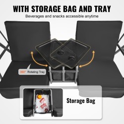 2-paikkainen ulkokeinu seosteräsrunko Oxford-kangasilla säädettävällä katoksella musta