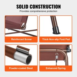 Pihakeinu 3-hengen seosteräsrunko Teslin kangas säädettävällä katoksella ruskea