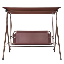 Pihakeinu 3-hengen seosteräsrunko Teslin kangas säädettävällä katoksella ruskea