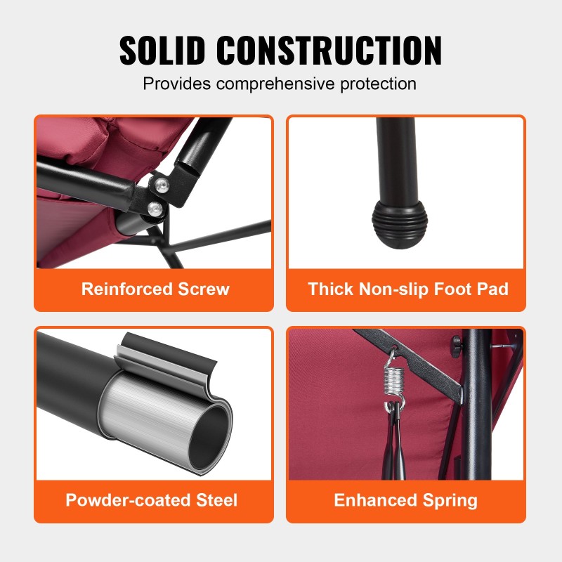 Kolmen hengen pihakeinu seosteräksinen runko säädettävä aurinkokatos irrotettava paksu istuintyyny burgundi