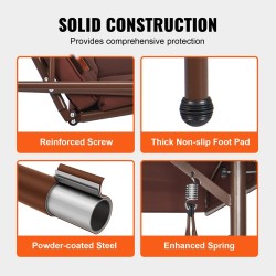 3-paikkainen ulkokeinu jauhemaalatulla teräsrungolla ruskea säädettävällä katoksella irrotettavalla paksulla tyynyllä