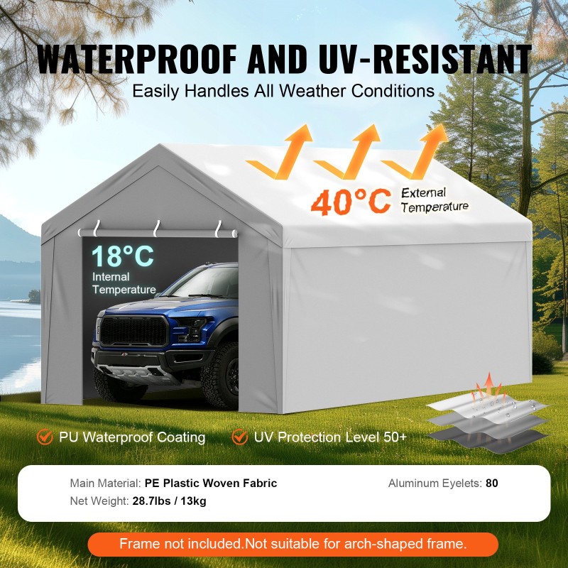 Autokatoksen vaihtopeite 6000 x 3000 mm 210 g PE-kangas vedenpitävä UV-suojattu