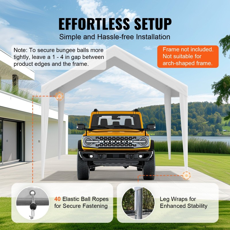 Autoteltan katospeite 6100 x 3040 mm PE-muovikudottu 210 g valkoinen